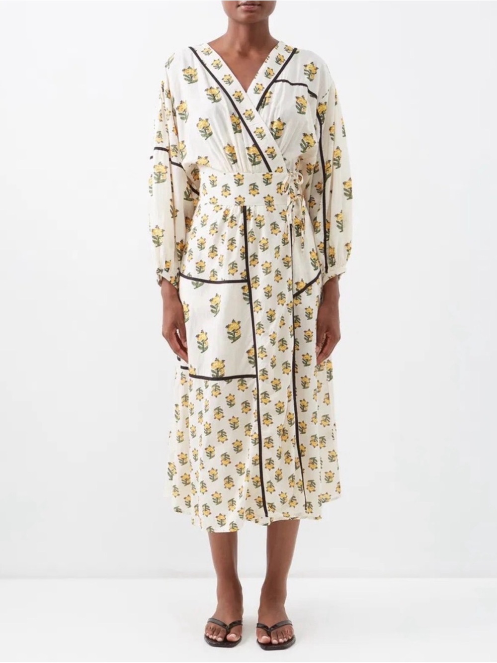 ARCHIVE Rhode Vedha Wrap Midi Robe Dress In Marigold Size XS